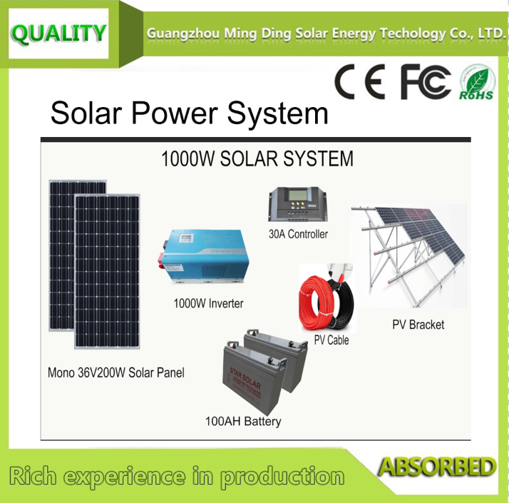 On Grid/Off Grid Rooftop Solar System/Solar Power System 1KW