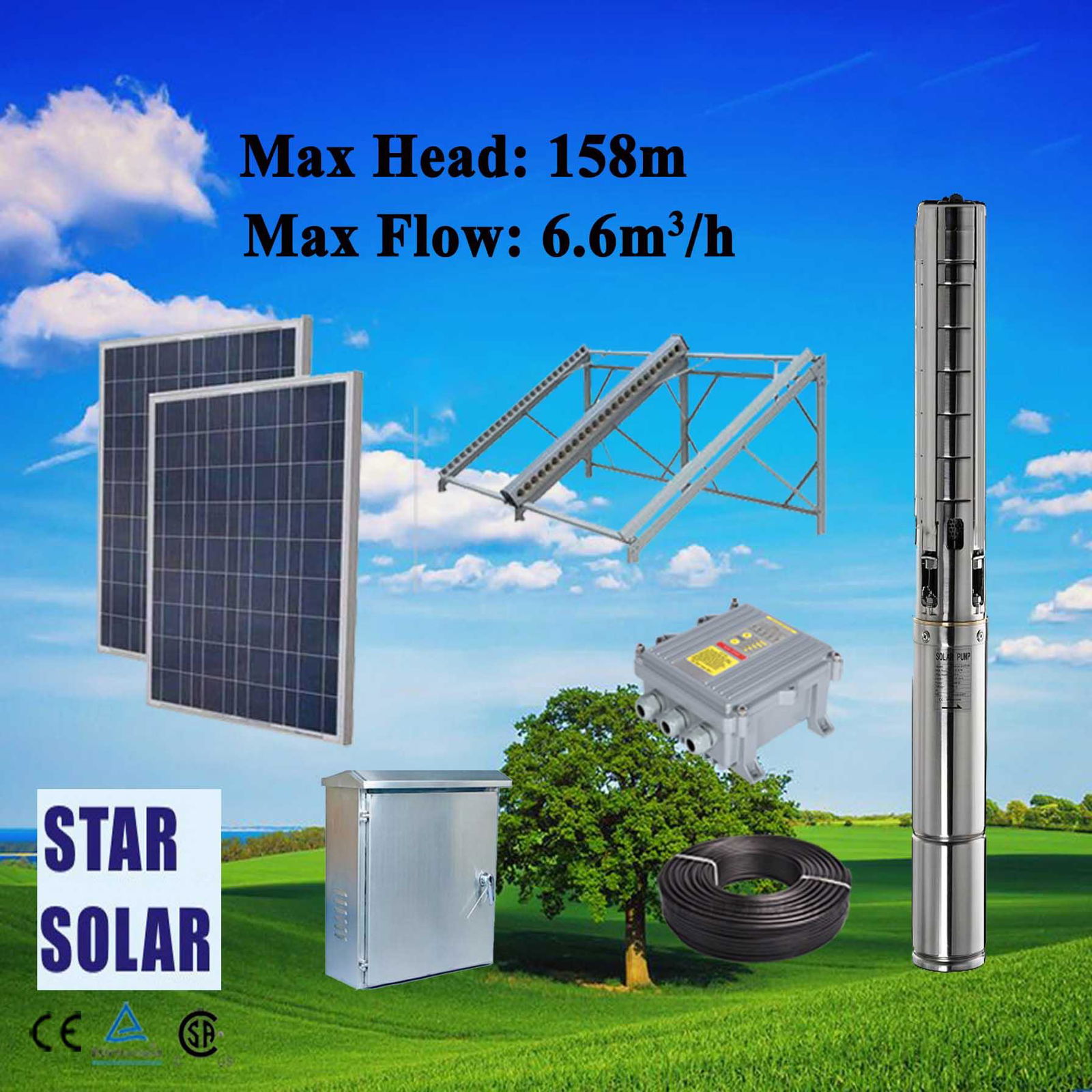 Solar High Head High Flow Submersible Pump System