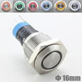 Metal Pushbutton Switch 16mm LED Ring