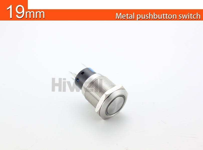 LED Pushbutton Switch 19mm  Stainless Steel  2