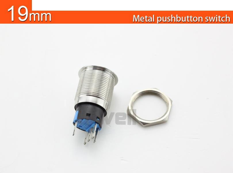 LED Pushbutton Switch 19mm  Stainless Steel  4