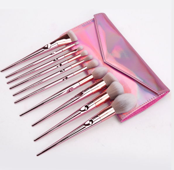 10 Rose Gold Rod makeup brush set 2