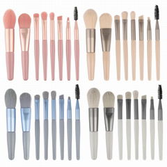 8 travel makeup brush sets OEM