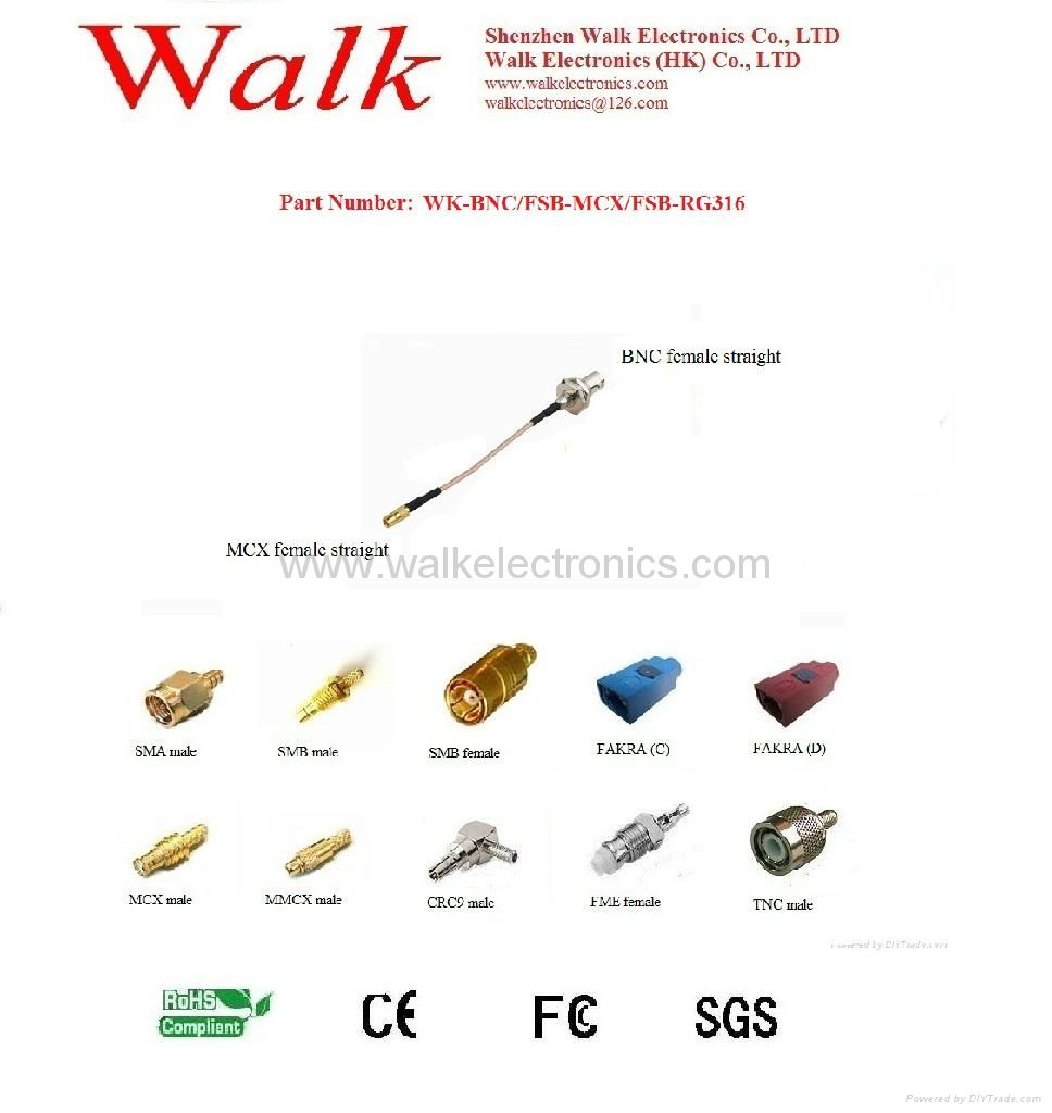 RF cable/Pigtails/Jumper cable/Interface Cable(WK-BNC/FSB-MCX/FSB-RG316)