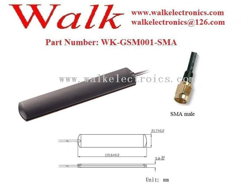 GSM/GPRS/AMPS Quad Band Car Antenna: SMA male straight connector, RG174 cable 2
