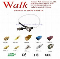 RF cable assembly/Pigtails/Jumper Cable: BNC male straight to N male straight