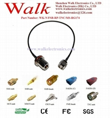 RF cable assembly/Pigtails/Jumper Cable: N female straight to RP-TNC male