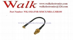 RF cable assembly/Pigtails/Jumper Cable: SMA female straight to MMCX male right 