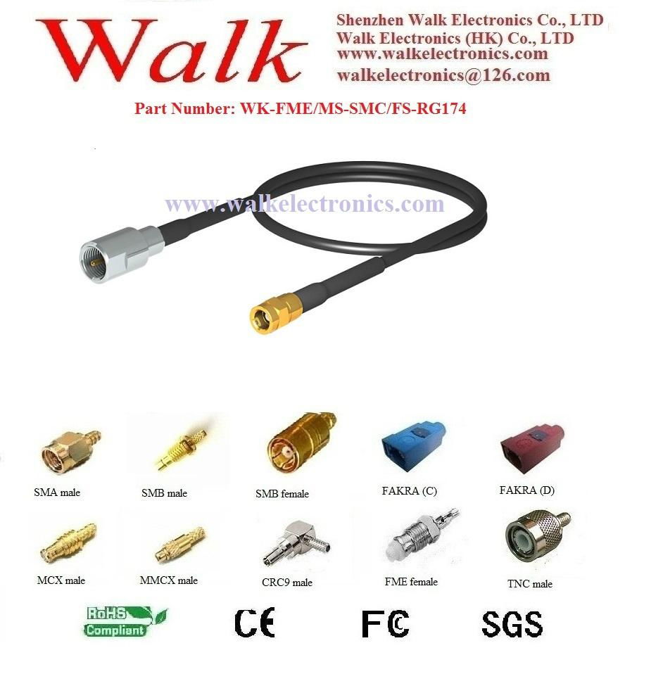 RF cable assembly/Pigtails/Jumper Cable: FME male straight to SMC female 