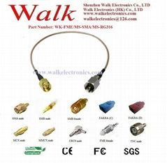 RF cable assembly/Pigtails/Jumper Cable: FME male straight to SMA male straight