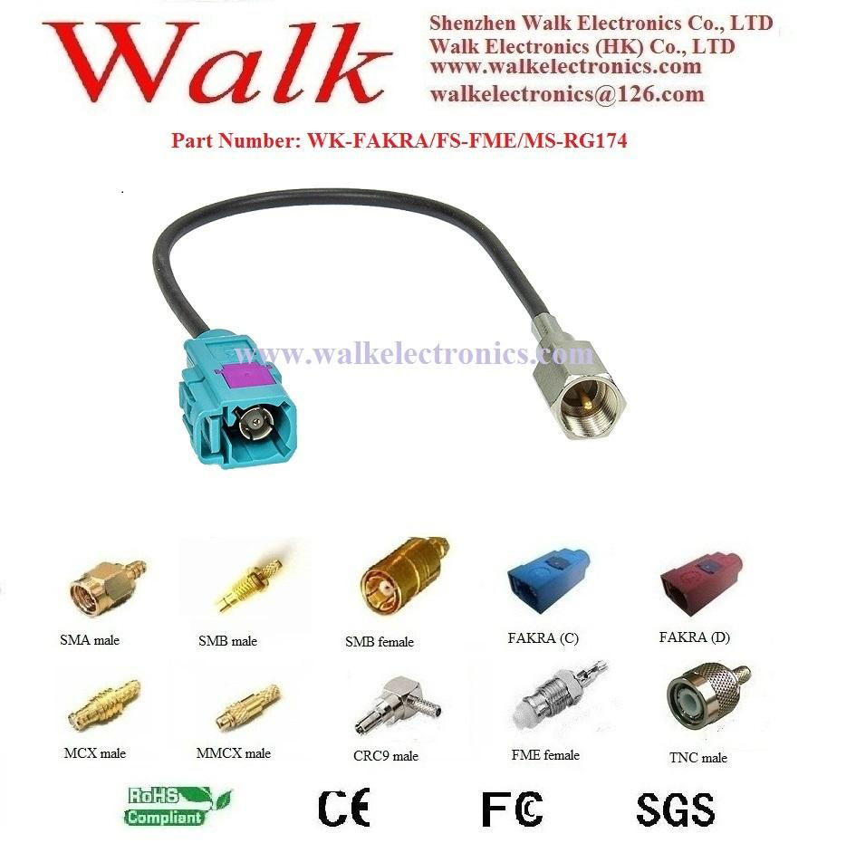 RF cable assembly/Pigtails/Jumper Cable: FAKRA female straight to FME male 