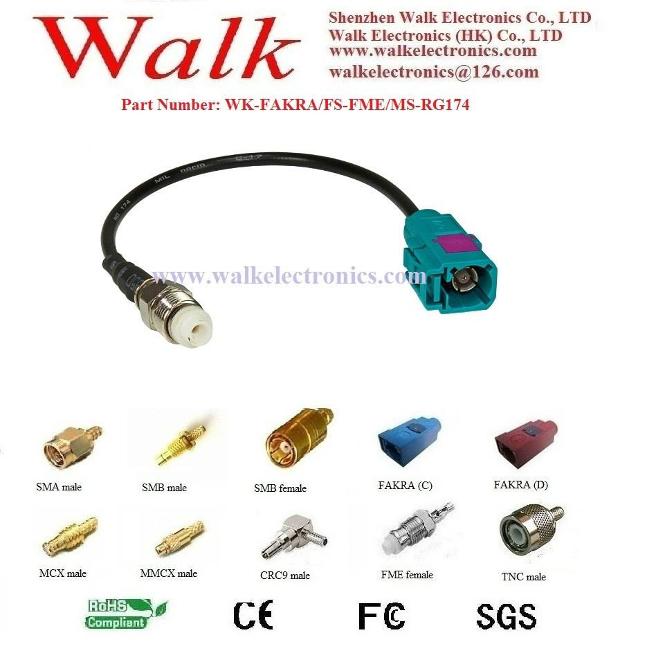 RF cable assembly/Pigtails/Jumper Cable: FAKRA female straight to FME female 