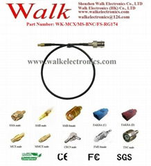 bnc female mcx rg174 cable, bnc antenna cable, bnc mcx interface cable