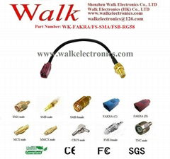 fakra sma rg58 cable, fakra female rg58 antenna cable, sma gsm antenna