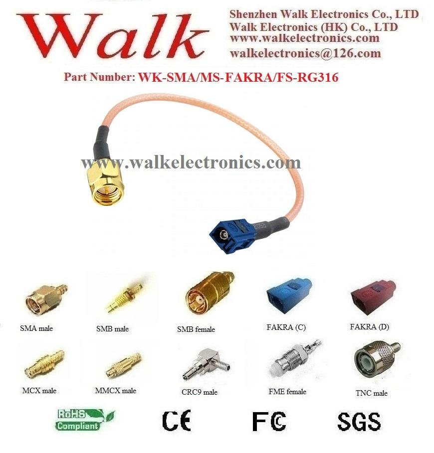 FAKRA female SMA male rg316 cable, FAKRA extension cable, SMA RG316 cable