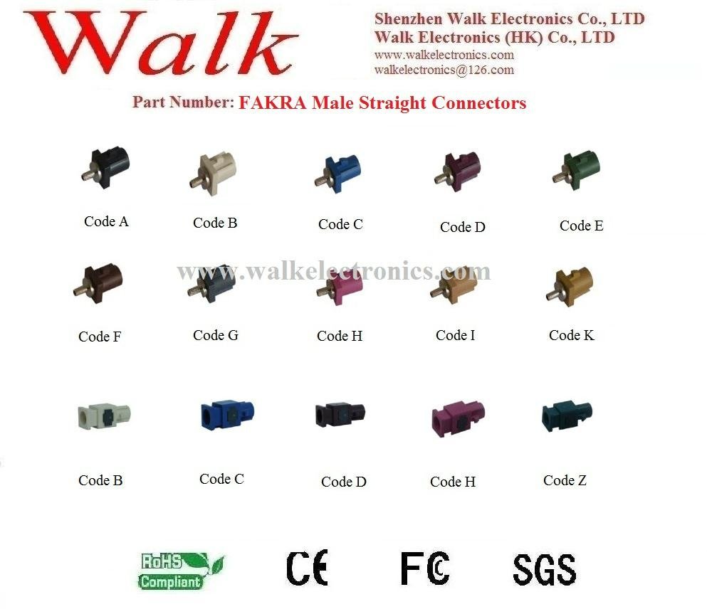 FAKRA male straight for RG174, RG316, RG58 cable, antenna connector 