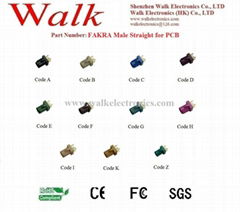 FAKRA male straight for PCB mount, antenna connector, PCB connector