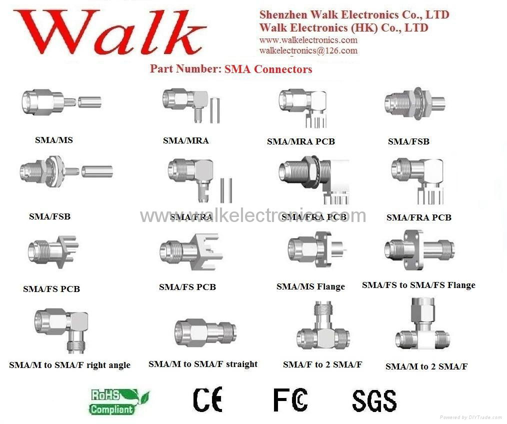 SMA connector for RG174, RG178, RG316, RG58 cable, SMA antenna connector