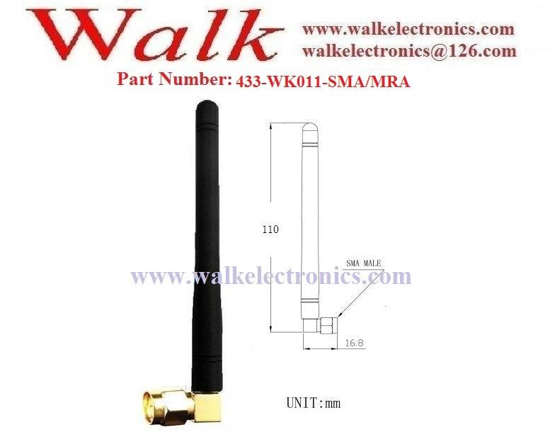 433MHz rubber antenna(433-WK011), SMA male right angle, 3dbi 2