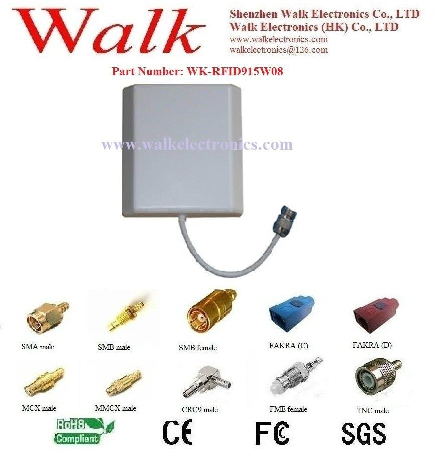 UHF RFID Antenna, 902-928MHz, N female straight, Wall mount, 8 dbi