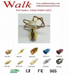 5.8GHz antenna, 4 Clover leaf, SMA male connector, LHCP circular polarization 