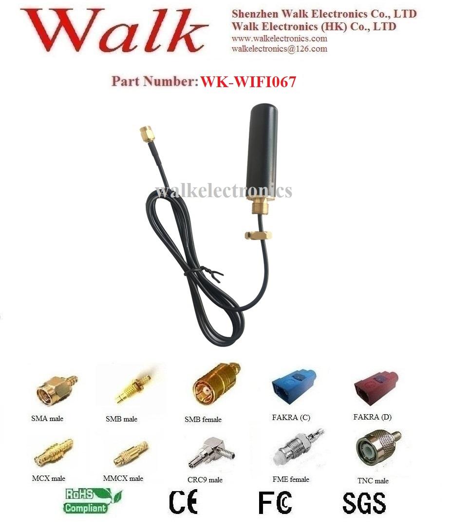 screw mount small size waterproof outdoor use 2.4GHz wifi rubber car antenna