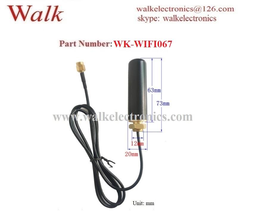 screw mount small size waterproof outdoor use 2.4GHz wifi rubber car antenna 2