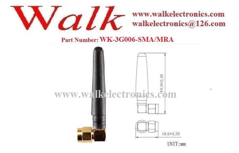 small SMA male right angle 50mm length gprs multi band GSM 3G rubber antenna  2