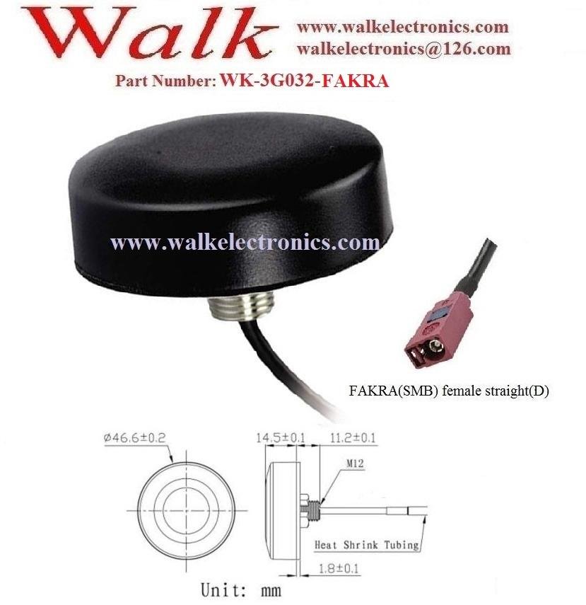 FAKRA 47(dia)x14mm small size waterproof IP67 outdoor screw mount GSM 3g antenna 2