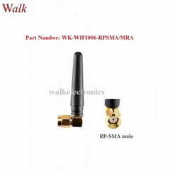 50mm length small size RP-SMA male right angle 2.4GHz WiFi stubby rubber antenna