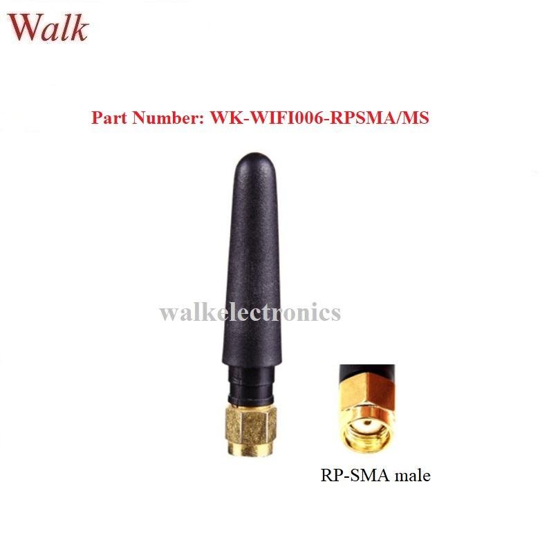 53mm high short RP-SMA male straight 2.4GHz WiFi SMA rubber stubby antenna