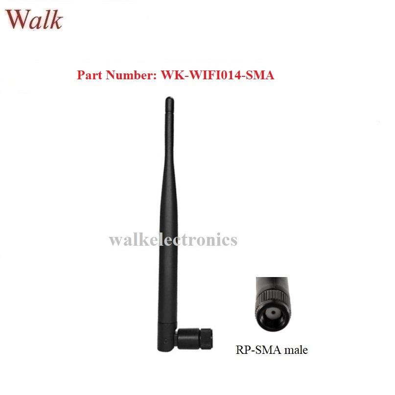 omni directional 5.0dbi high gain RP-SMA male straight elbow 2.4GHz WiFi antenna