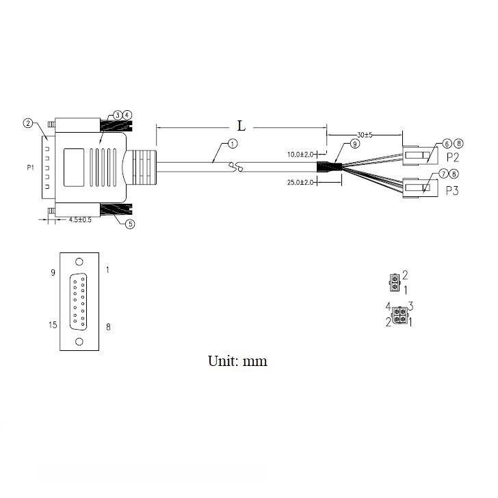 DB15 male to double HX42001 adapter cable D-SUB15 control cable 2