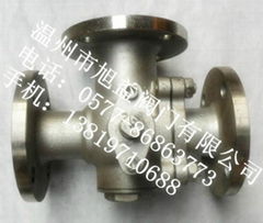 Three way threaded or flanged ball valve