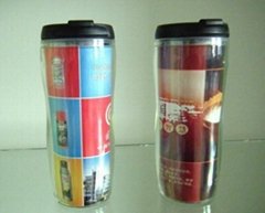 2013 New design double wall plastic travel mug with attractive appearance FDA ap