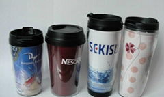 16oz double wall plastic travel mug,