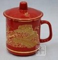 中国红陶瓷办公杯 2