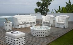 2013 Aluminum white PE Rattan sofa set