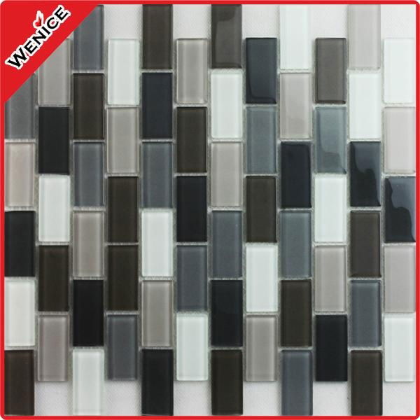 Rectangular glass mosaic blend