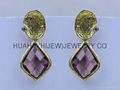 bezel gemstone earring,dangle diamond ruby crystal bridesmaid stud earring.Gift 4