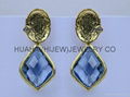 bezel gemstone earring,dangle diamond ruby crystal bridesmaid stud earring.Gift 5