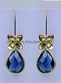 bezel gemstone earring,dangle teardrop capri blue stone bride hook earring 1