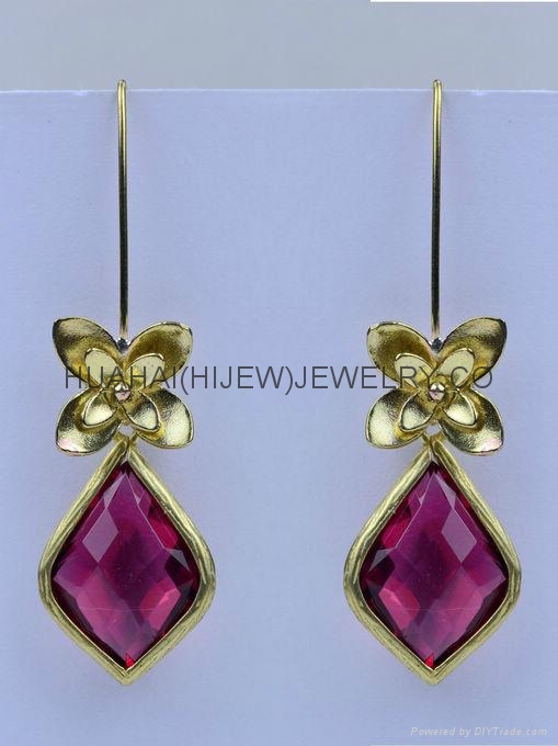 bezel gemstone earring,dangle teardrop capri blue stone bride hook earring 2