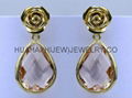 bezel set earring,hanging teardrop