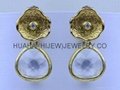 bezel  jewelry,dangle fuchsia stone unregular round earring studs 2