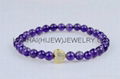 stone jewelry,6mm amethyst bracelet with cz micro pave beads,stone bracelet