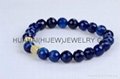 8mm blue faceted agate bracelet with micro pave beads.stone bracelet 2