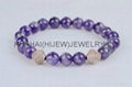 10mm amethyst bracelet with micro pave beads.stone jewelry 1