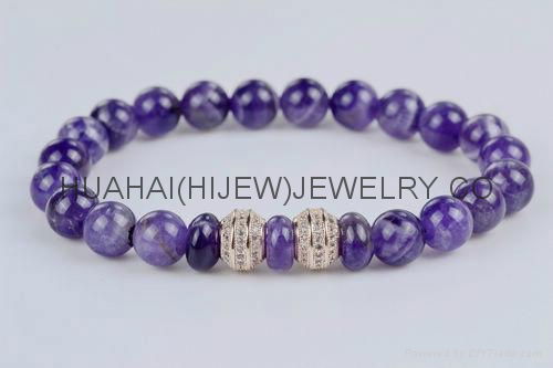 10mm amethyst bracelet with micro pave beads.stone jewelry 2