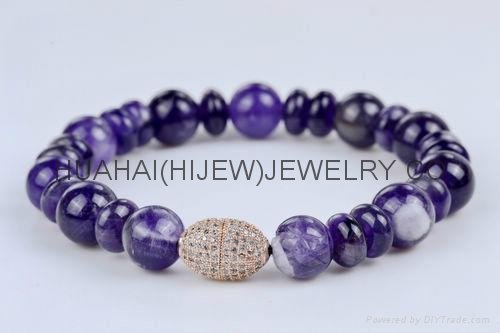 10mm amethyst bracelet with micro pave beads.stone jewelry 3